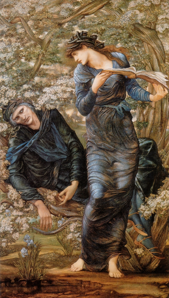 Edward Burne-Jones, The Beguiling of Merlin, 1874, oil on canvas, 186 x 111 cm. Lady Lever Art Gallery