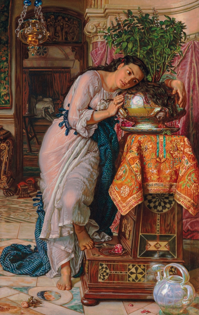 William Holman Hunt, Isabella and the Pot of Basil, 1867, oil on canvas, 60.6 x 38.7 cm.