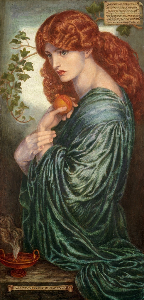 Dante Gabriel Rossetti, Proserpine, 1882, oil on canvas, 78.7 x 39.2 cm. Birmingham Museum and Art Gallery