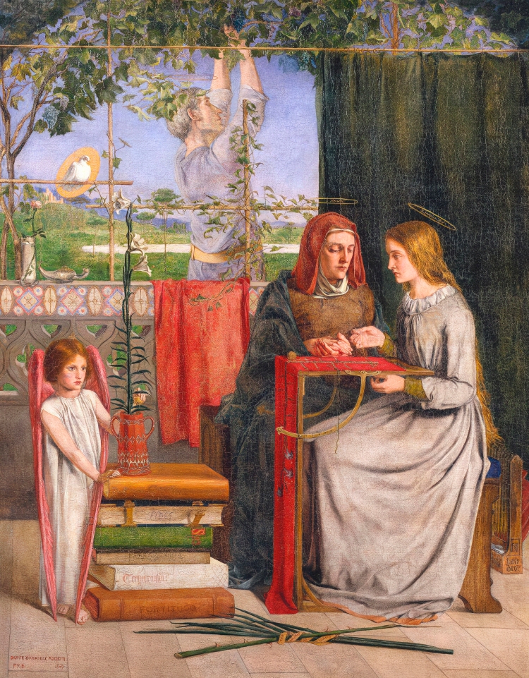 Dante Gabriel Rossetti, The Girlhood of Mary Virgin, 1848-1849, oil on canvas, 83.2 x 65.4 cm. Tate Britain