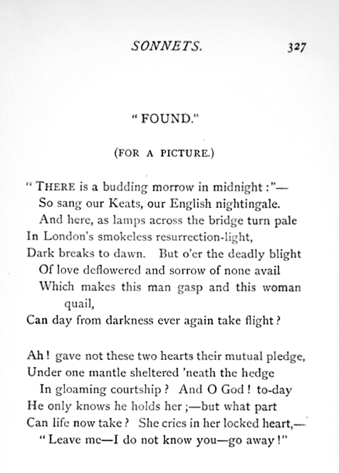 Text from "Ballads and Sonnets" (1881) p. 327. by Dante Gabriel Rossetti.