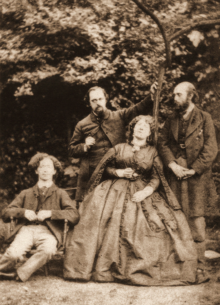 Algernon Swinburne, Dante Gabriel Rossetti, Fanny Cornforth and William Rossetti in 1863