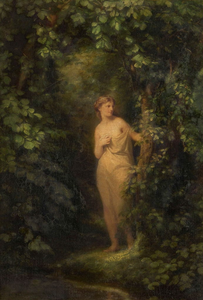 Fritz Zuber-Buhler (1822-1896), Nymph in the forest or Forest Nymph, oil on canvas, 30.5 x 22 cm. Private collection